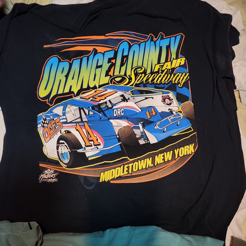 Orange County Speedway Middletown NY Graphic Tee - Blue & Yellow Race Car